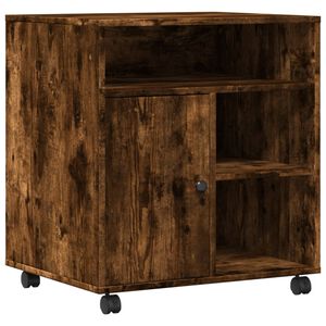 vidaXL Suporte para impressora com rodas 60x50x67 cm carvalho fumado