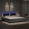 vidaXL Estrutura de cama com LED sem colch&atilde;o Zadar 200x200cm branco/preto
