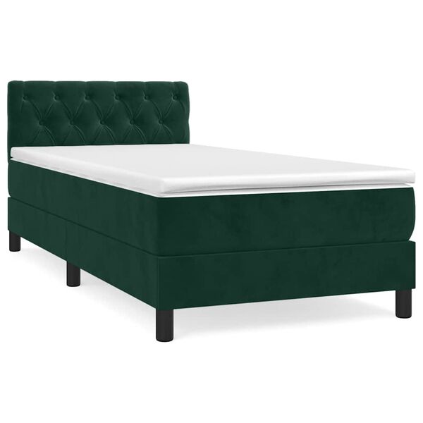 vidaXL Cama com molas/colch&atilde;o 80x200 cm veludo verde-escuro
