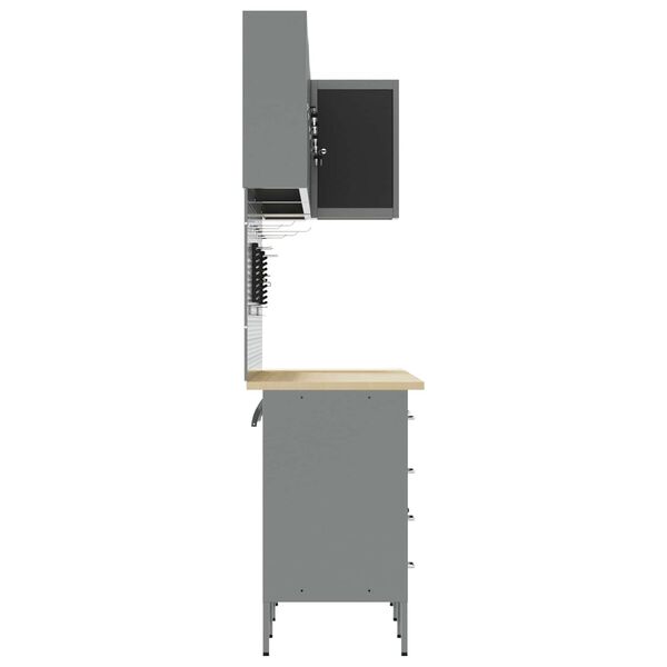 vidaXL Conjunto de Arm&aacute;rios de Trabalho Manual 12 pcs Preto e Cinza