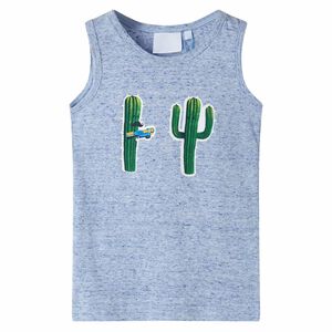 T-shirt de manga cava crian&ccedil;a azul-mesclado 104