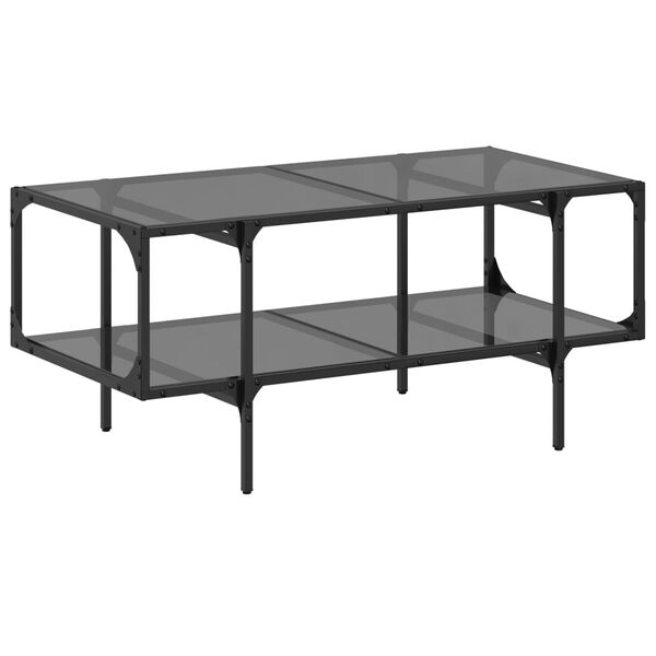 vidaXL Mesa de centro com topo em vidro preto 98,5x50x45 cm a&ccedil;o
