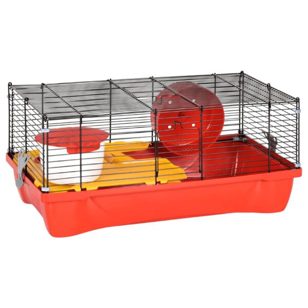 vidaXL Gaiola p/ hamster 58x32x36 cm polipropileno e metal vermelho