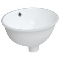 vidaXL Lavatório casa de banho oval 33x29x16,5 cm cerâmica branco