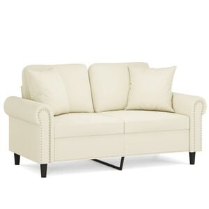 vidaXL Sof&aacute; 2 lugares c/ almofadas decorativas 120 cm veludo creme