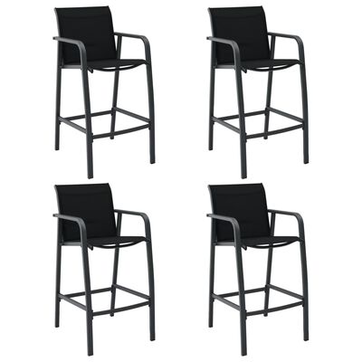 vidaXL Cadeiras de bar para jardim 4 pcs textilene preto