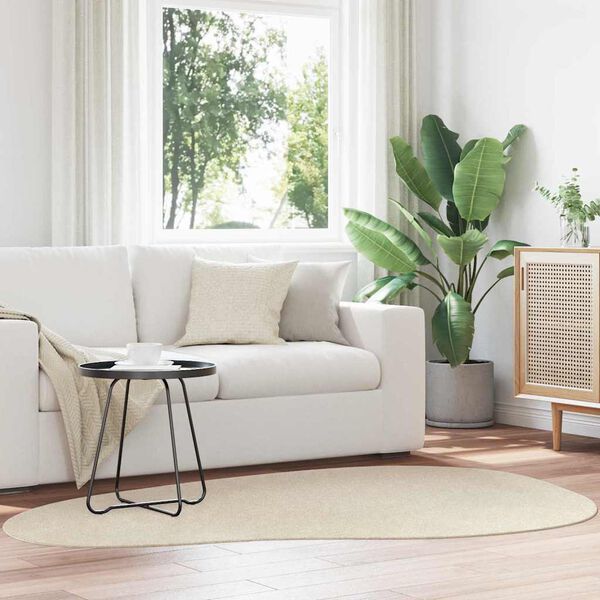 vidaXL Tapetes de &aacute;rea HUARTE Bege 140 x 200 cm Poli&eacute;ster