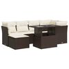 vidaXL 7 pcs conjunto de sof&aacute;s jardim c/ almofad&otilde;es vime PE castanho