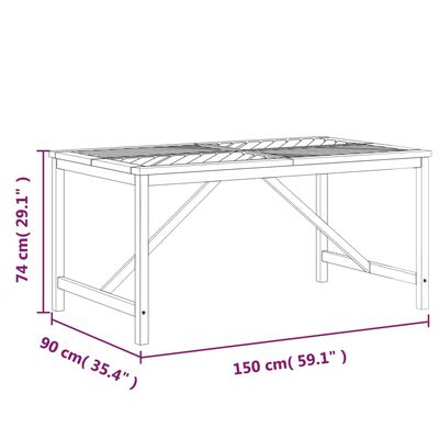 vidaXL Mesa de jantar para jardim 150x90x74cm madeira de acácia maciça