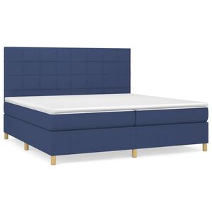 vidaXL Cama com molas/colch&atilde;o 200x200 cm tecido azul