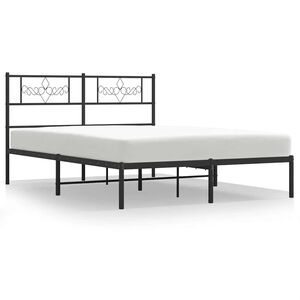 vidaXL Estrutura de cama em metal com cabeceira 150x200 cm preto