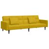 vidaXL Sof&aacute;-cama 2 lugares c/ apoio de p&eacute;s veludo amarelo