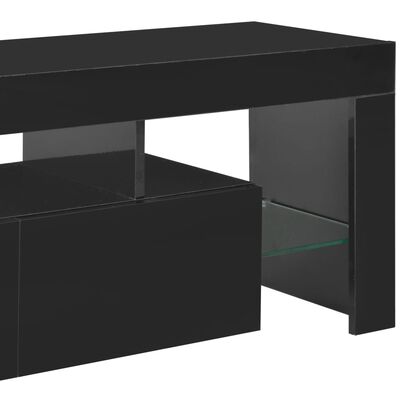 vidaXL Móvel de TV com luzes LED 130x35x45 cm alto brilho preto
