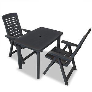 vidaXL Conjunto bistr&ocirc; 3 pcs pl&aacute;stico antracite