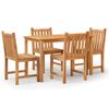 vidaXL 5 pcs conjunto de jantar p/ jardim madeira de teca maci&ccedil;a
