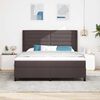 vidaXL Cama Box Spring LED Marrom Escuro 180 x 200 cm tecido