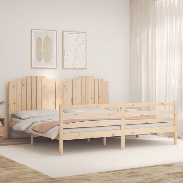vidaXL Estrutura de cama com cabeceira 200x200 cm madeira maci&ccedil;a
