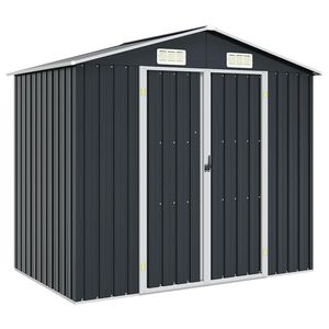 vidaXL Abrigo de jardim 205x129x183 cm a&ccedil;o galvanizado antracite