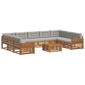 vidaXL Conjunto de Sof&aacute;s para Exterior 10 unid. Cinza Natural e Claro