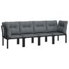 vidaXL 4 pcs conjunto lounge de jardim vime PE preto e cinzento