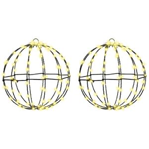 vidaXL Bola com 192 LEDs 2 pcs Branco quente 30 x 30 x 32 cm Metal