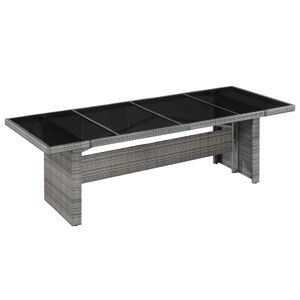 vidaXL Mesa de jardim 240x90x74 cm vime PE e vidro