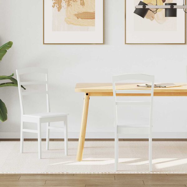 vidaXL Cadeira de jantar 2 pcs Branco Madeira de Borracha S&oacute;lida