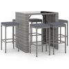 vidaXL 7 pcs conjunto de bar p/ jardim c/ almofad&otilde;es vime PE cinzento