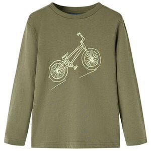 vidaXL T-shirt de manga comprida para crian&ccedil;a caqui 92