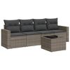 vidaXL 5 pcs conjunto sof&aacute;s de jardim c/ almofad&otilde;es vime PE cinzento