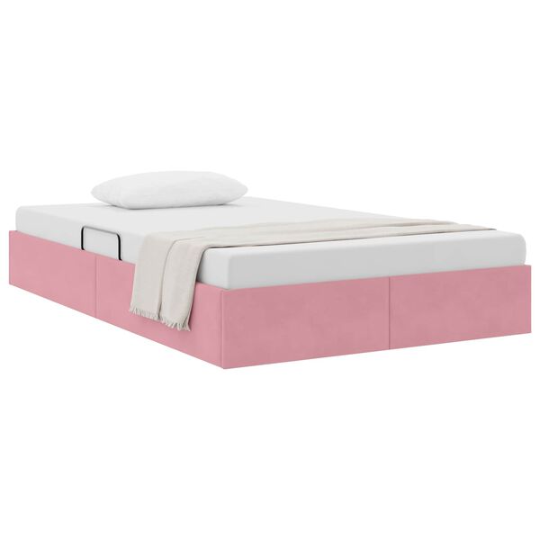 vidaXL Cama com Armazenamento Rosa 120 x 200 cm Veludo
