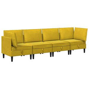 vidaXL Conjunto de M&oacute;veis para Sala de Estar 4 unid. Amarelo Veludo
