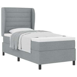 vidaXL Cama Box com colch&atilde;o Cinzento-claro 90 x 190 cm tecido