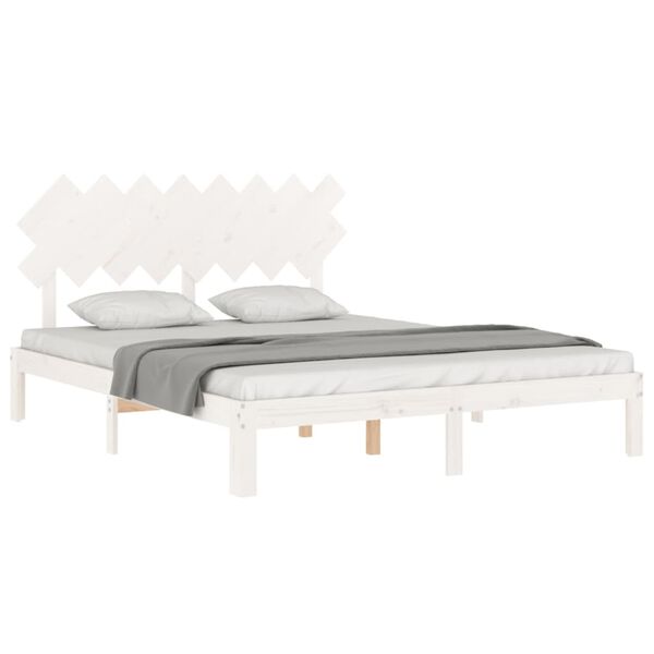 vidaXL Cama sem colch&atilde;o 160x200 cm madeira de pinho maci&ccedil;a branco
