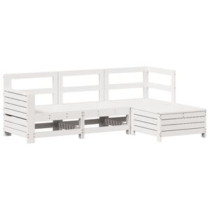 vidaXL 4 pcs conjunto sofás de jardim madeira de pinho maciça branco