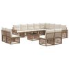 vidaXL Conjunto de Sof&aacute; de Jardim 13 pcs Bege e Branco Creme vime PE