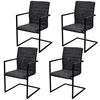 vidaXL Cadeiras de jantar cantilever 4 pcs couro artificial preto