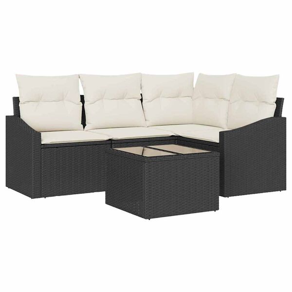 vidaXL Conjunto de Sof&aacute; de Jardim 5 pcs Marrom e Creme vime PE
