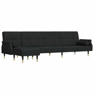 vidaXL Sof&aacute;-cama em forma de L 271x140x70 cm veludo preto