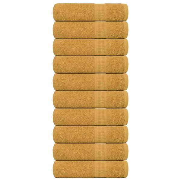 vidaXL Toalhas de banho FROGN 10 pcs 70x140 cm 360 g/m&sup2; ouro