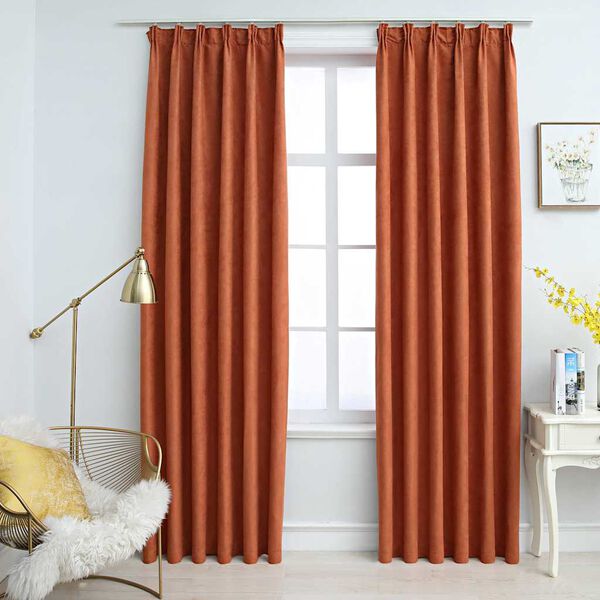 vidaXL Cortinas blackout com ganchos 2 pcs 140x245 cm ferrugem