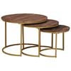 vidaXL Mesas de Caf&eacute; Empilh&aacute;veis 3 pcs Marrom Escuro