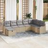 vidaXL Conjunto de Sof&aacute; de Jardim 8 pcs Bege Rattan Sint&eacute;tico