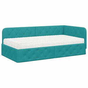 vidaXL Estrutura de Cama de Canto Turquesa 100 x 200 cm Veludo