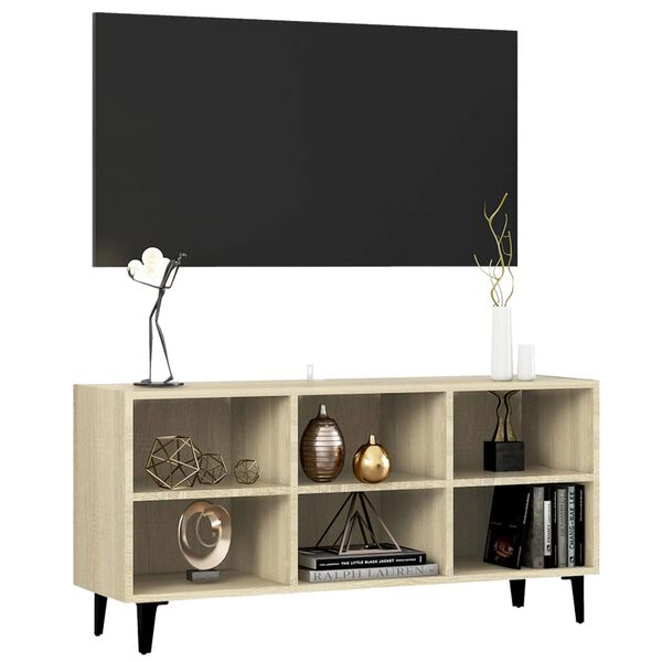 vidaXL M&oacute;vel de TV pernas em metal 103,5x30x50 cm cor carvalho sonoma