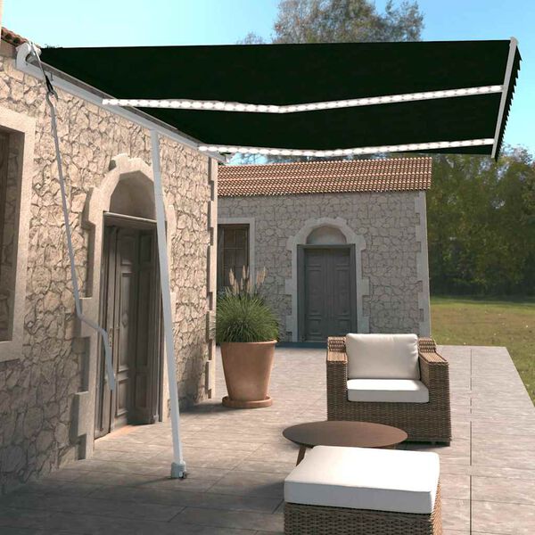 vidaXL Toldo autom&aacute;tico com LED e sensor de vento 350x250 cm antracite