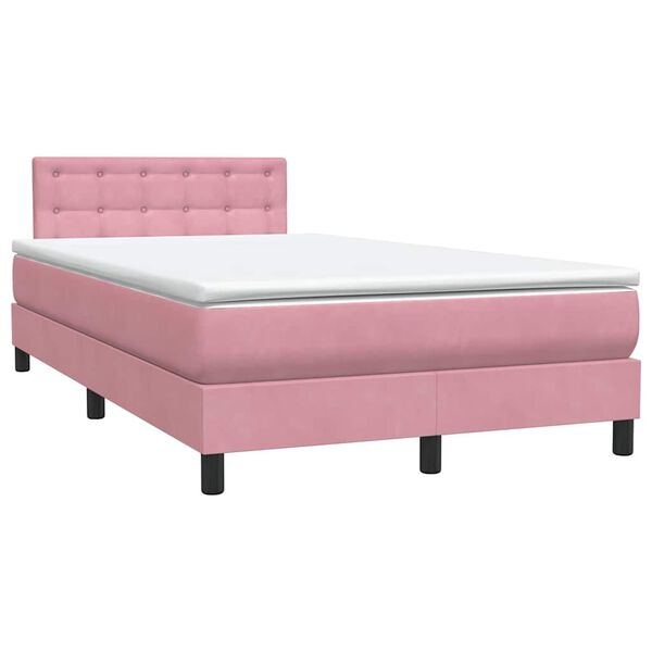 vidaXL Cama com molas/colch&atilde;o 120x210 cm veludo Rosa