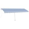 vidaXL Toldo el&eacute;trico com LED e sensor 6 x 3 m Listrado Azul e Branco