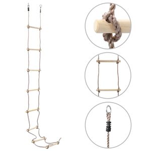 vidaXL Escada de corda infantil 290 cm madeira