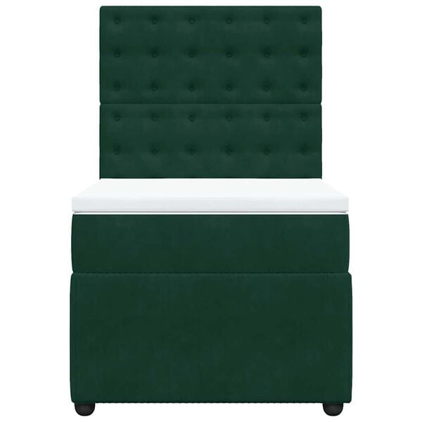 vidaXL Cama com molas/colch&atilde;o 90x190 cm veludo verde-escuro